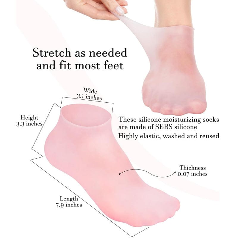 1 Pair Soft Silicone Moisturizing Gel Socks for Dry & Cracked Heels, makes feet look fresh and healthy