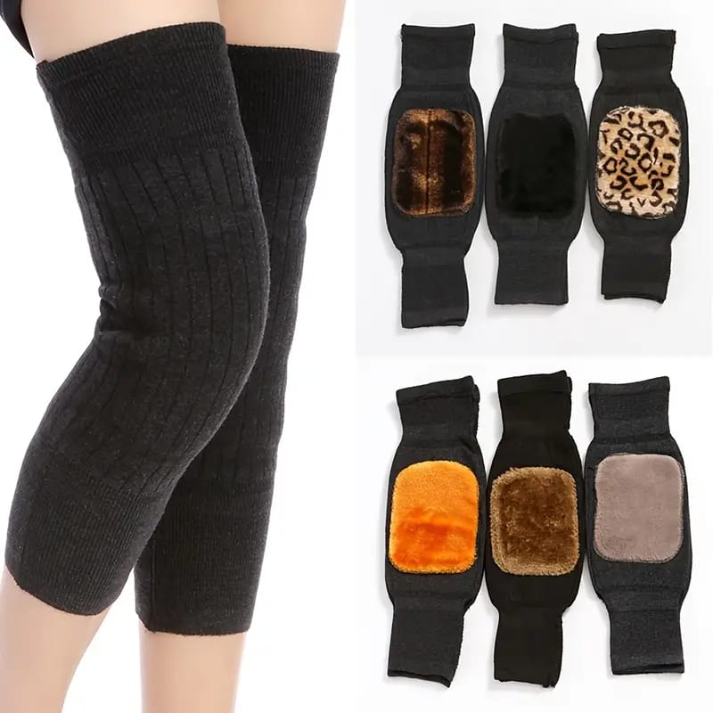 2-PCS Wool Knee Warmers with Adjustable Straps, 2 Pcs Non-Slip Warm Knee Pads.