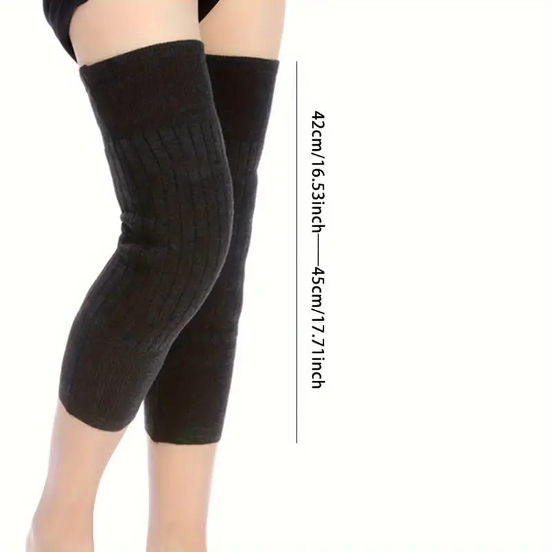 2-PCS Wool Knee Warmers with Adjustable Straps, 2 Pcs Non-Slip Warm Knee Pads.